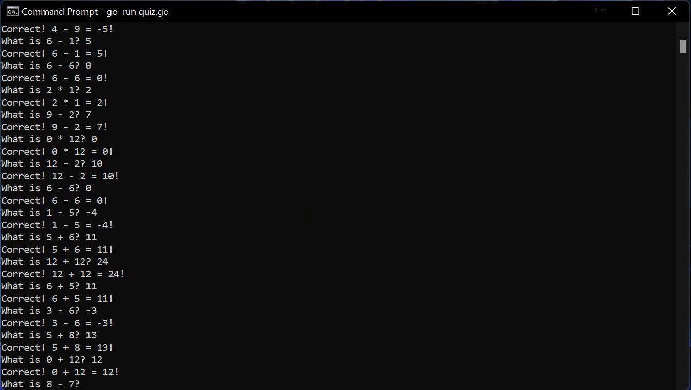 console application math quiz